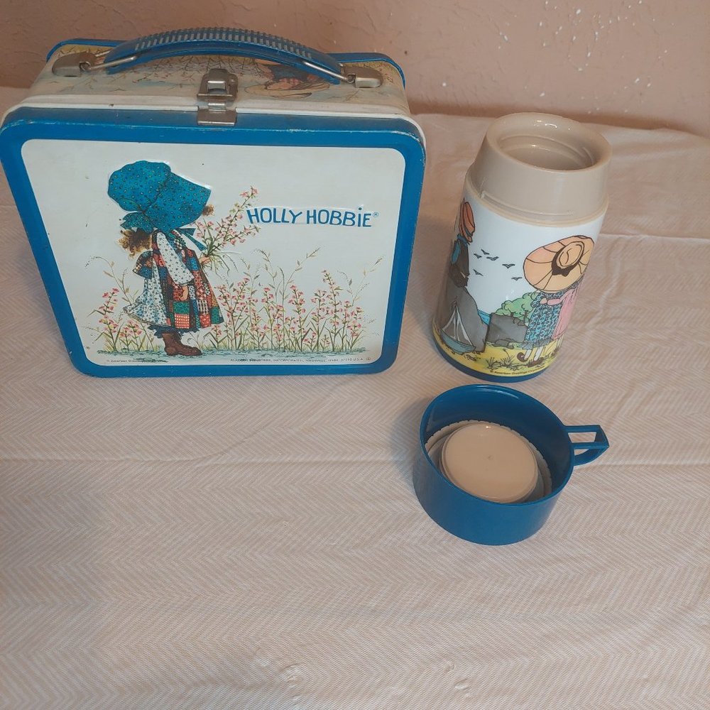 1970's Holly Hobbie Lunch Box W/Thermos & Holly Hobbie S&P Shakers